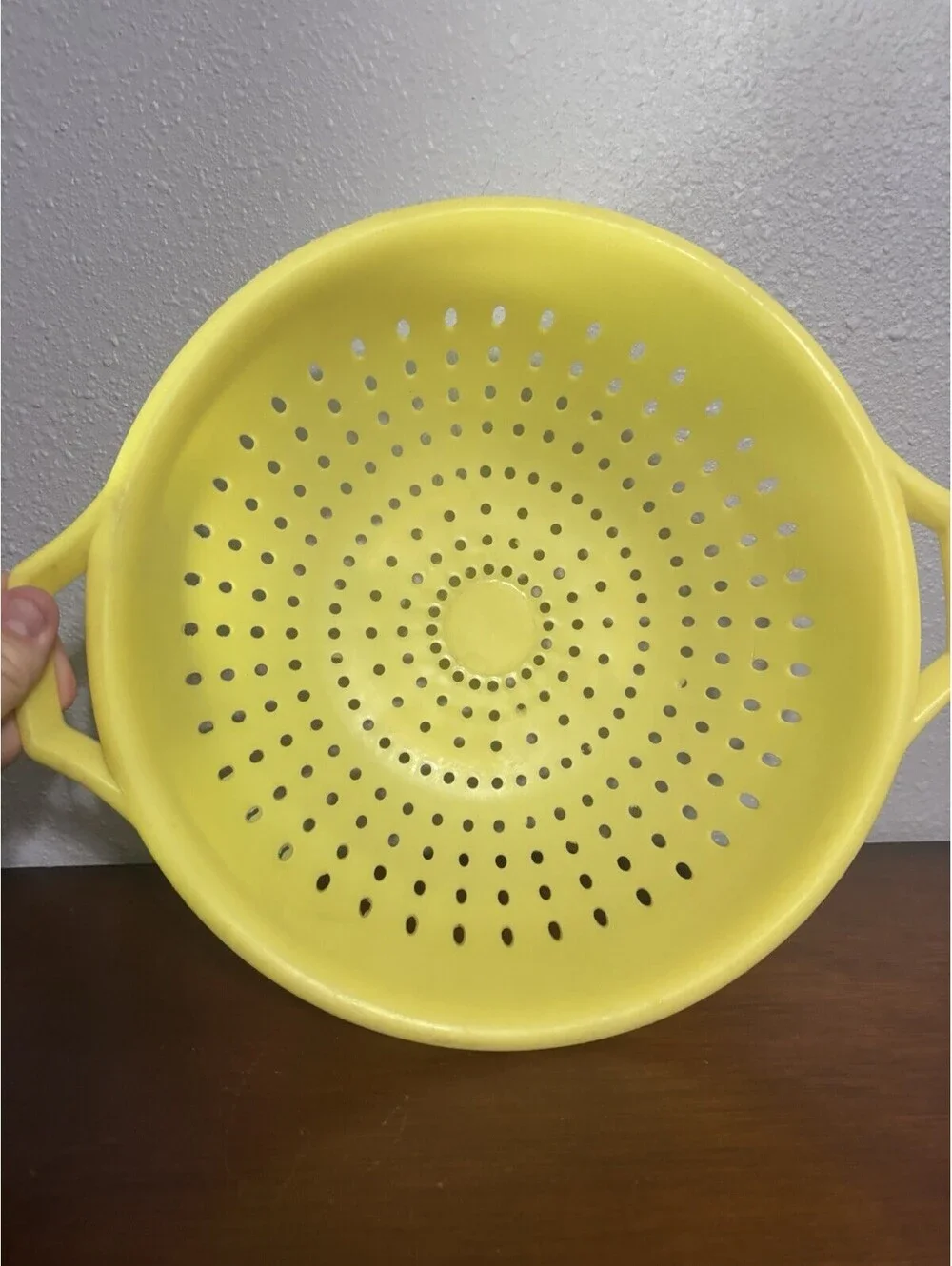 Vintage Yellow Colander Strainer 10”